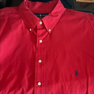 Ralph Lauren Men's Vibrant Red Button Down Shirt